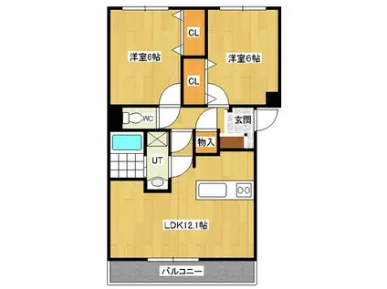 ラ・エトワールI(2LDK/3階)の間取り写真