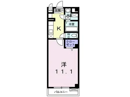 I・リジェール(1K/2階)の間取り写真