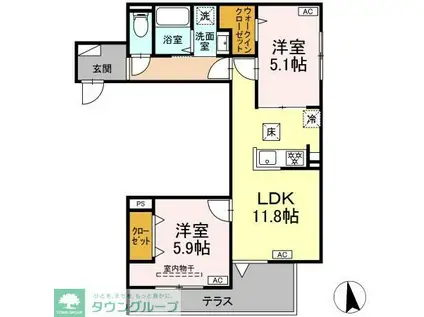 セレスティア東向島(2LDK/1階)の間取り写真