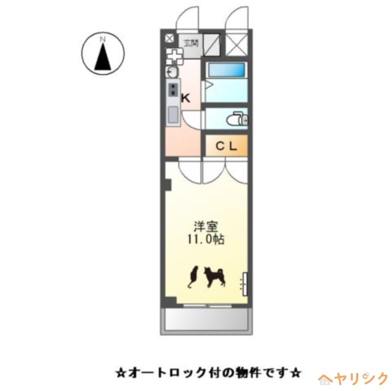 プレジデント川中(1K/4階)の間取り写真