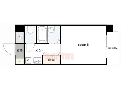 ヴィラウエスト御影(1K/1階)の間取り写真