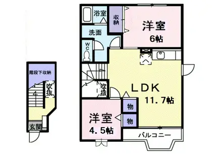 ベルフラワーF(2LDK/2階)の間取り写真