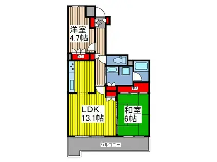 川口パークハウス(2LDK/7階)の間取り写真