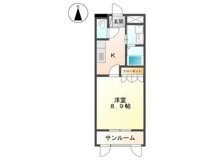 コンテンポラリースクエア(1K/1階)の間取り写真