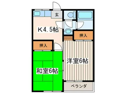 アンコールハイツ(2K/2階)の間取り写真