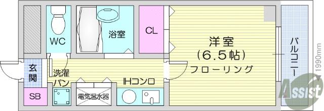 ロイヤルヒルズ鶴巻(1K/2階)の間取り写真