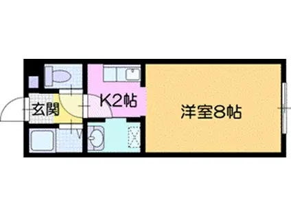 ライフライン23(ワンルーム/1階)の間取り写真