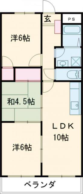シャイン新西方(3LDK/1階)の間取り写真