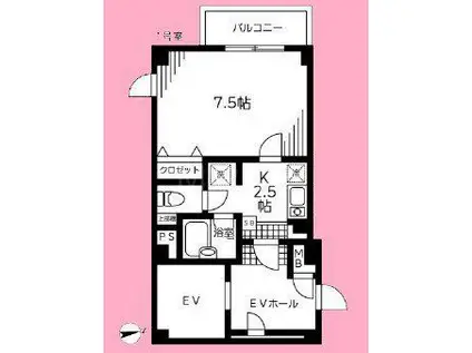 フォーレストビル(1K/6階)の間取り写真