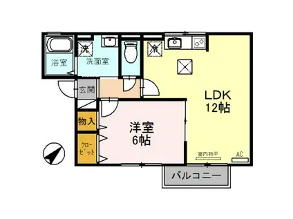 グリチネ(1LDK/1階)の間取り写真