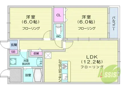 フレンディオ30(2LDK/5階)の間取り写真