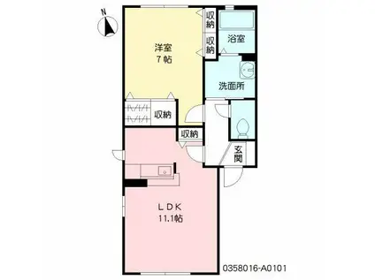 メロディ(1LDK/1階)の間取り写真