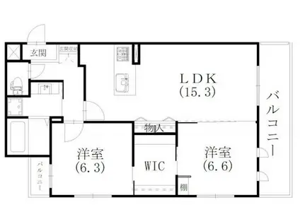 D.P. パークヒルズ(2LDK/4階)の間取り写真
