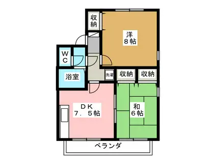 エスポアール小池A棟(2DK/1階)の間取り写真