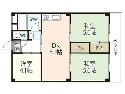第1キクスイビル(3DK/4階)の間取り写真