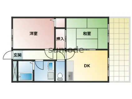 高尾マンション(2DK/4階)の間取り写真