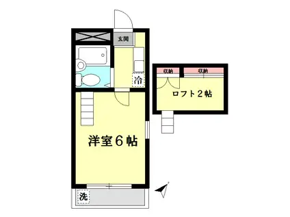 ハイライズA(1K/2階)の間取り写真
