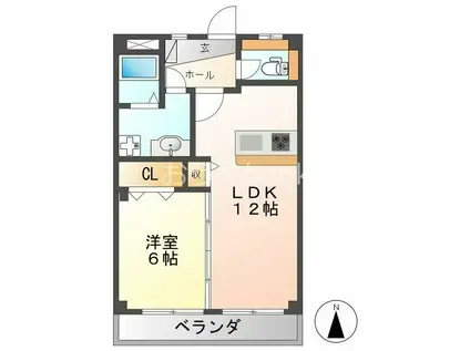 BARRY KS(1LDK/1階)の間取り写真