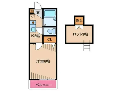 エムビル高美台(1K/2階)の間取り写真