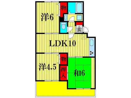 サニーハイツ(3LDK/2階)の間取り写真