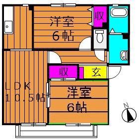 ビアン連島B棟(2LDK/2階)の間取り写真