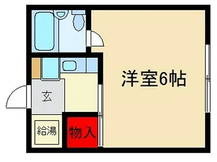 シャルム岡山手(1K/2階)の間取り写真