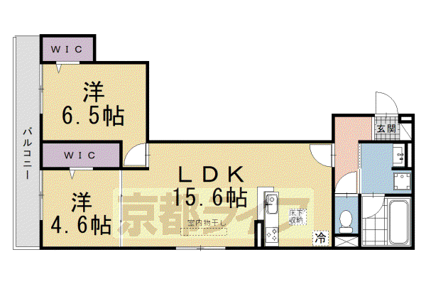ハイダウェイ両替町(2LDK/1階)の間取り写真
