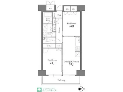 レジディア芝浦(2DK/10階)の間取り写真