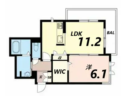 プレミアス三左衛門(1LDK/2階)の間取り写真
