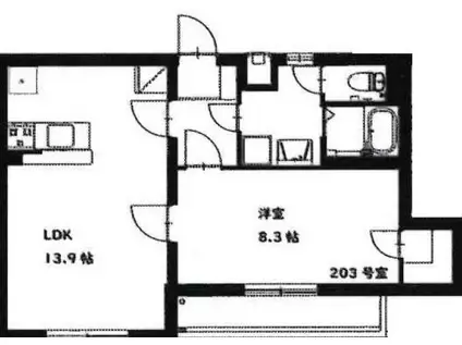 ファーム・ヴィラII(1LDK/2階)の間取り写真