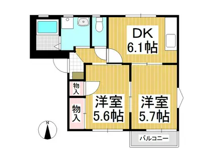 フレグランスこいずみB(2DK/2階)の間取り写真