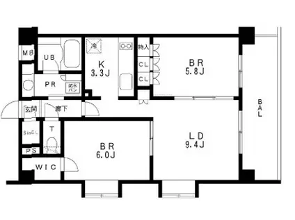 レジディア池袋(2LDK/5階)の間取り写真