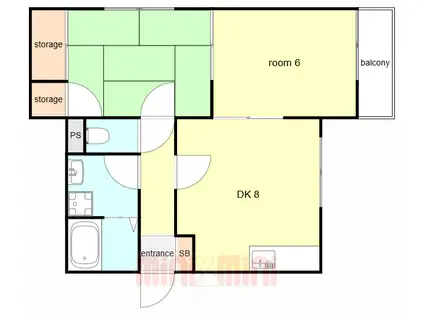 オクト甲子園口(2DK/2階)の間取り写真