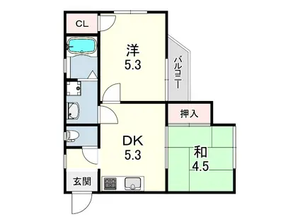 シティハイム サンビレッジ 1(2DK/2階)の間取り写真