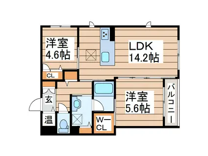 ハレオハナ(2LDK/1階)の間取り写真