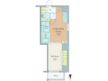 クレストコート西巣鴨(1LDK/8階)の間取り写真