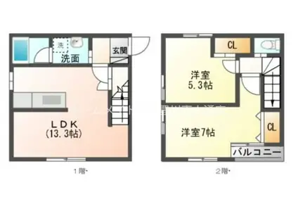 ルチアーノ(2LDK/1階)の間取り写真
