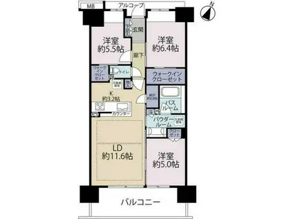 シティテラス神崎川駅前(3LDK/3階)の間取り写真