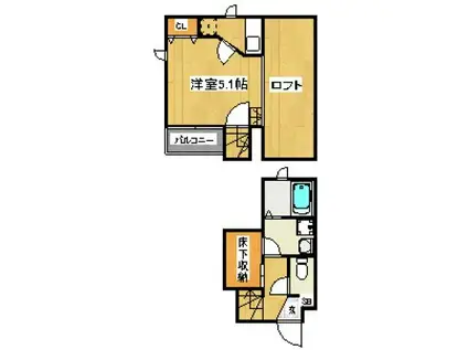 コンフォートベネフィス・ジオ今宿駅前(1K/2階)の間取り写真