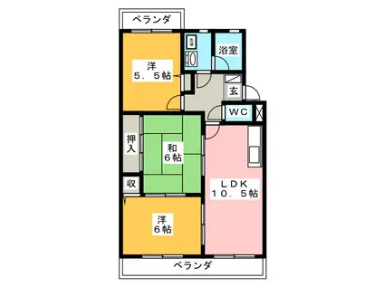 グランコートYS(3LDK/1階)の間取り写真