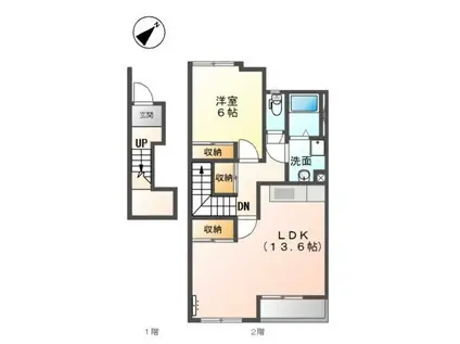 ディアコート・ドルチェ(1LDK/2階)の間取り写真