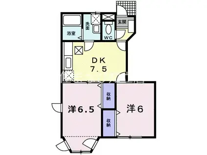 ハイム泉(2DK/1階)の間取り写真