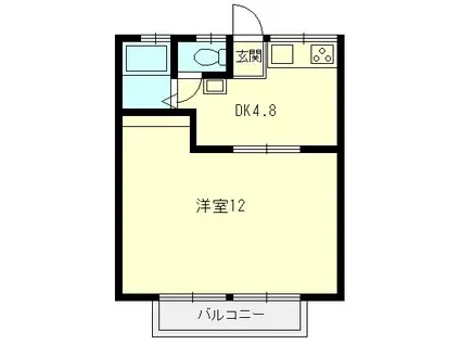 ヴィラ桂(1DK/2階)の間取り写真