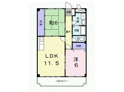 マリッチ岡(2LDK/1階)の間取り写真