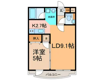 エクスプライス共栄(1LDK/3階)の間取り写真
