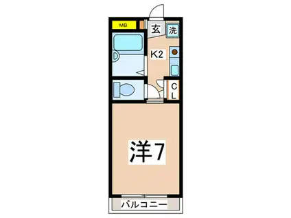 日向マンション(1K/1階)の間取り写真