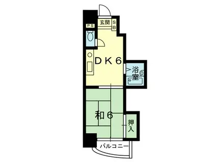 甲斐ビル(1DK/6階)の間取り写真