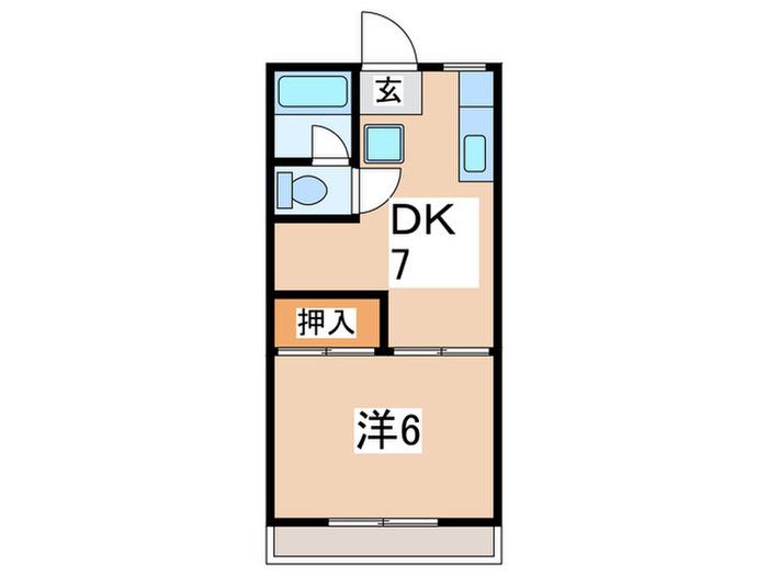 サンライズコーポ(1DK/2階)の間取り写真