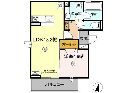 ル・シュマン(1LDK/2階)の間取り写真