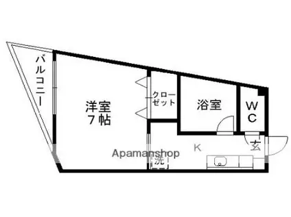 シャポー渡鹿(1K/1階)の間取り写真